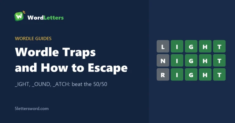 Wordle traps: LIGHT, NIGHT, RIGHT with four green letters
