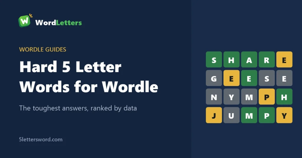 Hard 5 Letter Words for Wordle